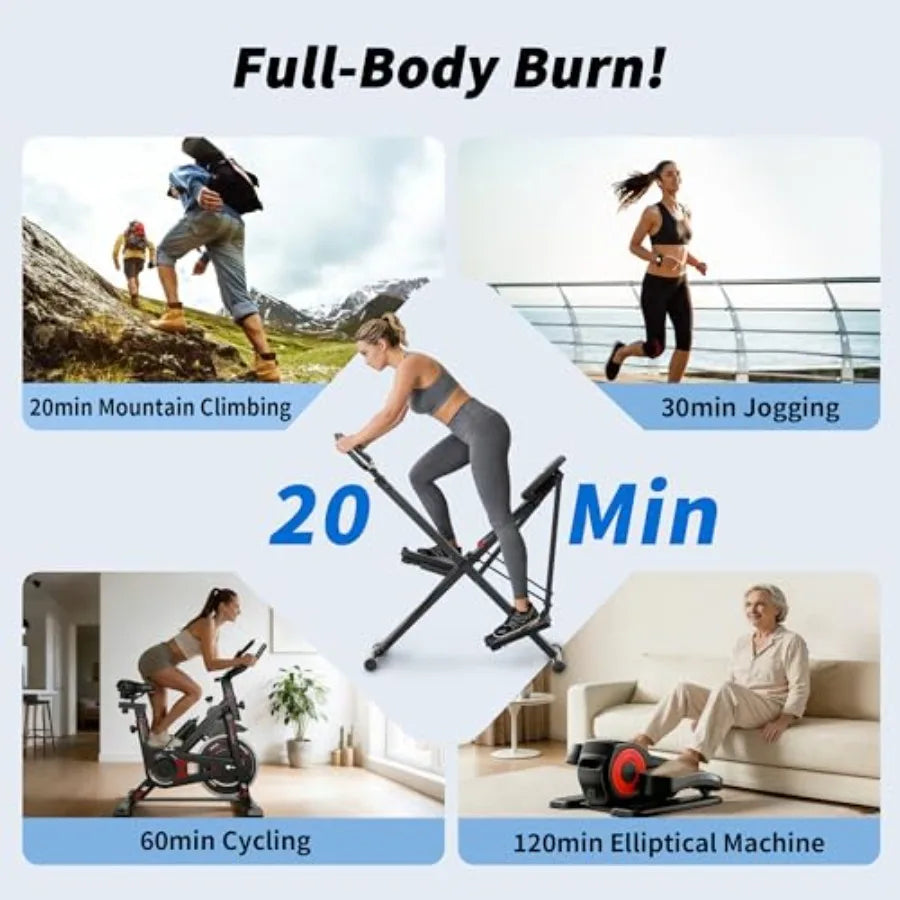 Home gym stair stepper space walker: foldable quiet low-impact high-strength resistance black durable steel construction