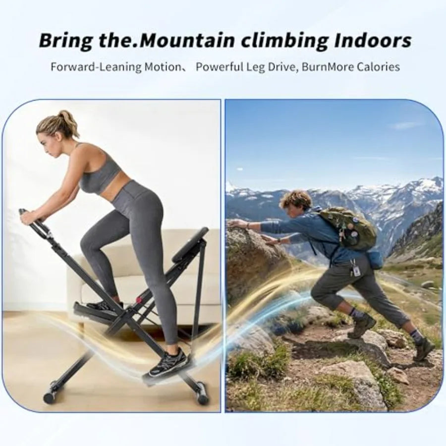 Home gym stair stepper space walker: foldable quiet low-impact high-strength resistance black durable steel construction