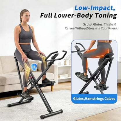 Home gym stair stepper space walker: foldable quiet low-impact high-strength resistance black durable steel construction