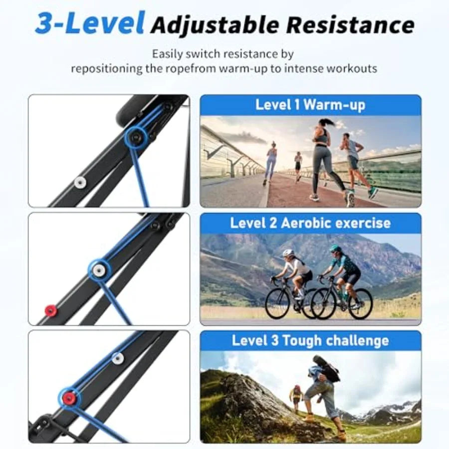 Home gym stair stepper space walker: foldable quiet low-impact high-strength resistance black durable steel construction